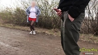 Hidden Camera Captures A Handjob From An Interested Mom In A Public Park