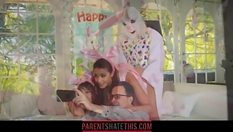 Family Roleplay With Teen And Uncle In Bunny Costumes
