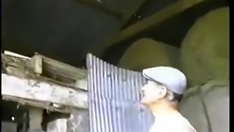 Jong Stadsmeisje Geniet Van Een Wilde Rit Met Een Ervaren Boer