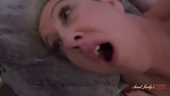 Stepmom Mrs. Maggie Gets Caught By Stepson While Masturbating