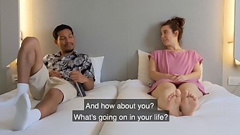 Amateur Couple Engages In Role Play With Pillows At A Hotel