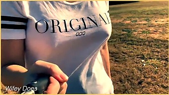 A Wife Strolls On The Golf Course Without A Bra