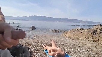 A Nudist Milf Receives A Flash From An Exhibitionist And Gives A Deepthroat Blowjob On The Beach